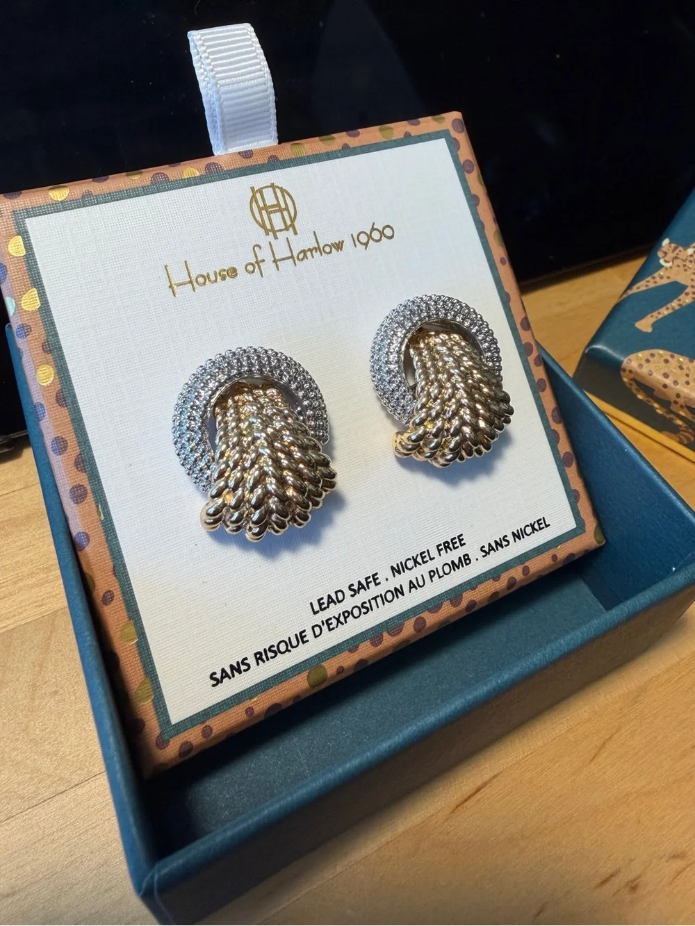 House of Harlow 1960 Two-Tone Earrings in Gold & Silver - Picture 3 of 4